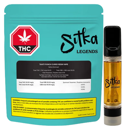 Sitka Legends 1 g Tahiti Punch Cured Resin Vape Cartridge Vapes