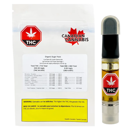 Vapes 1 g Sugar Haze Vape Cartridge Canadian Cannabis