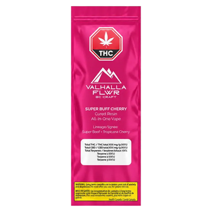 Valhalla Flwr 1 g Super Buff Cherry Cured Resin Disposable Vape Vapes