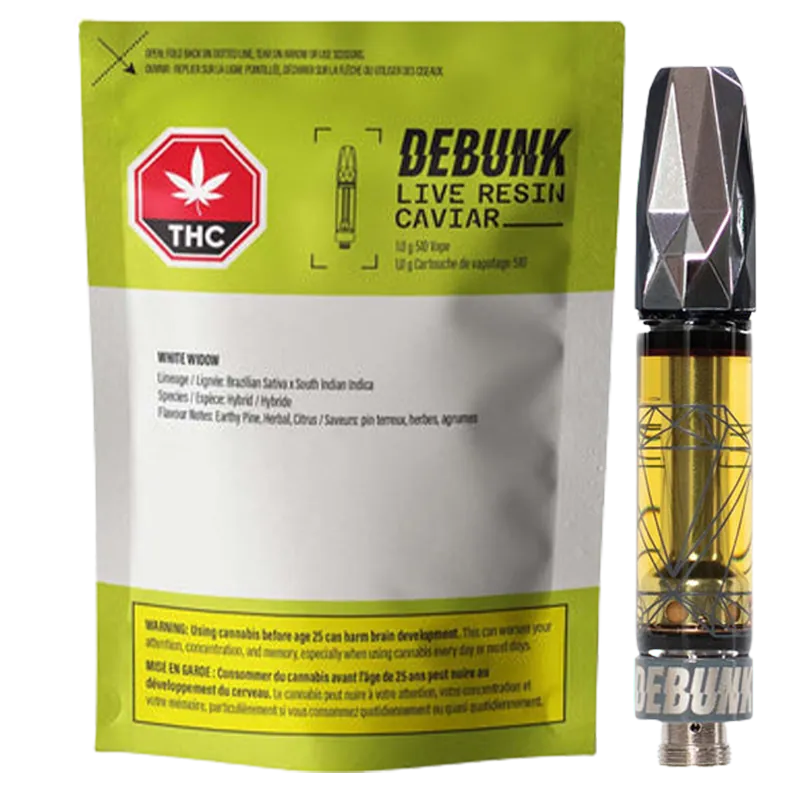 Debunk Live Resin Caviar 1 g White Widow Vape Cartridge Vapes