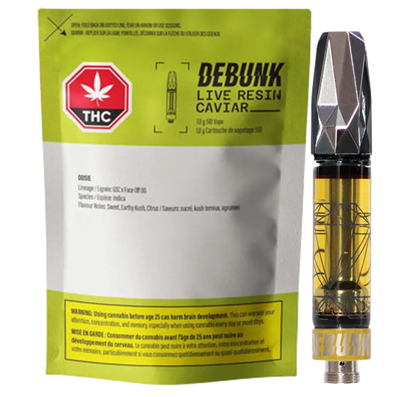 Debunk Live Resin Caviar 1 g Dosie Vape Cartridge Vapes