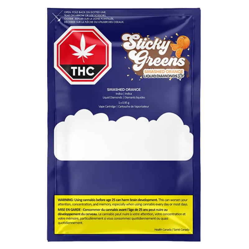 Sticky Greens 0.95 g Smashed Orange 97+ Liquid Diamond Vape Cartridge Vapes