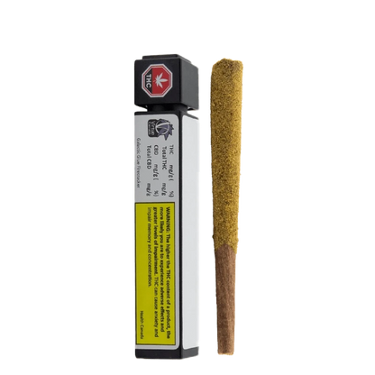 Front view of the Firecracker Infused Pre Rolled 1 x 1.25 g, displaying a dark-colored package with branding details on a plain background.