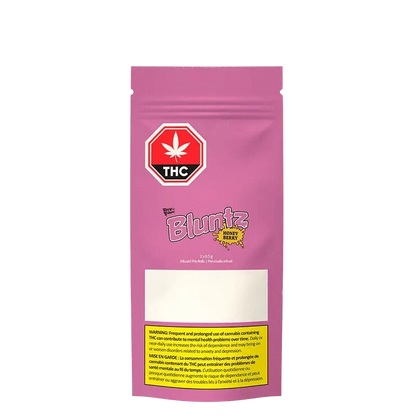 Front view of Honey Berry Bluntz Infused Pre Rolled 2 x 0.5 g packaging with a vibrant berry-themed design and bold branding.