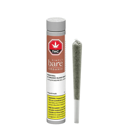 Front view of the Island Pink Kush Rosin Infused Pre Rolled 1 x 0.5 g package, featuring a simple, clean label design with a cannabis leaf.