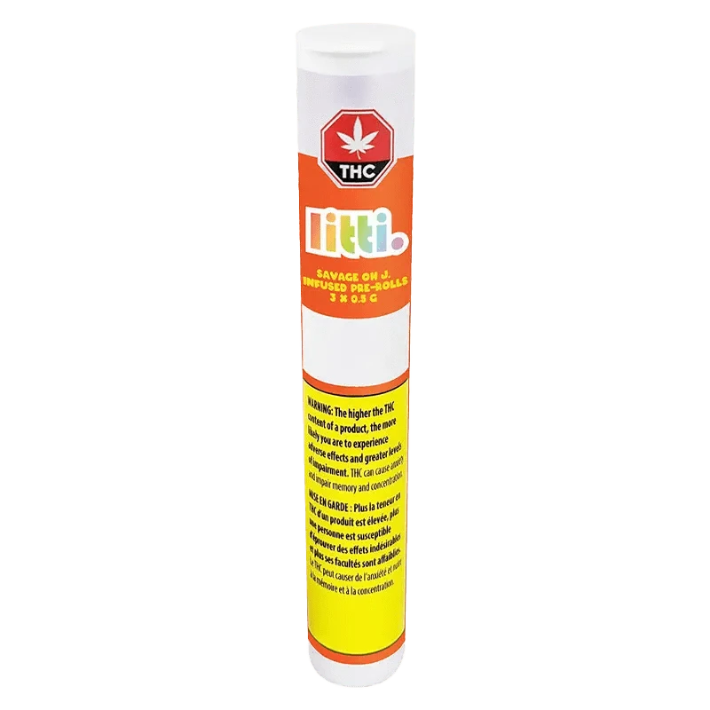 Close-up of the Savage Oh J Infused Pre Rolled 3 x 0.5 g package, showing the logo and product details on a white background.