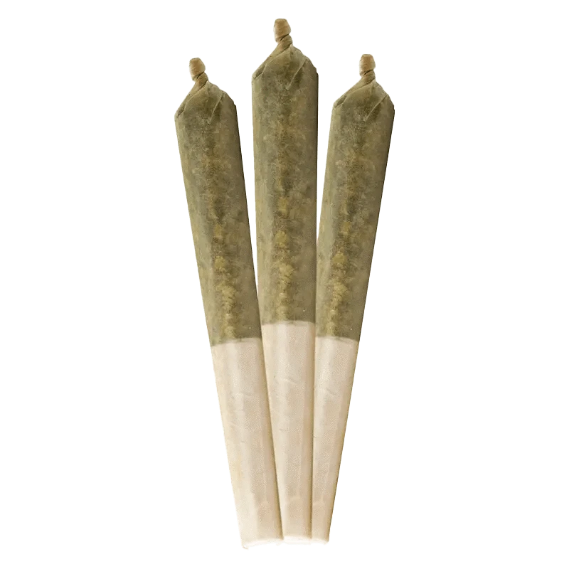 Front view of three Savage Oh J Infused Pre Rolled 0.5 g pre-rolls, showcasing their cylindrical shape and paper wrapping.
