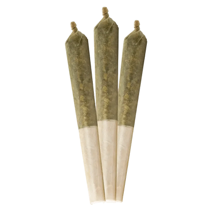 Front view of three Savage Oh J Infused Pre Rolled 0.5 g pre-rolls, showcasing their cylindrical shape and paper wrapping.