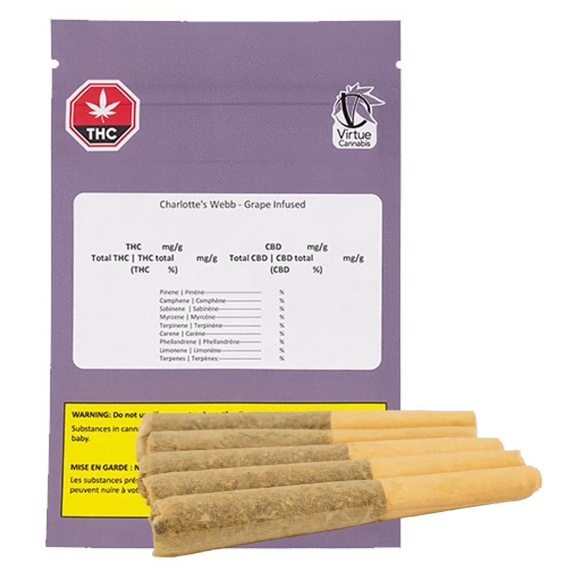 Virtue 2.5 g Charlotte's Web Infused PR 5 x 0.5 g Infused Pre-Rolls