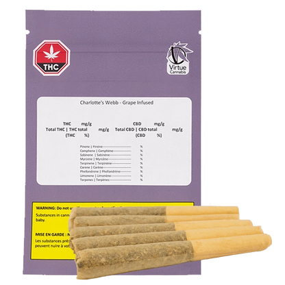 Virtue 2.5 g Charlotte's Web Infused PR 5 x 0.5 g Infused Pre-Rolls