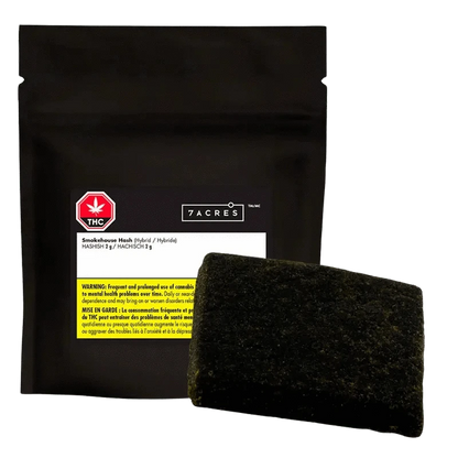 Front view of the Smokehouse Hash packaging displaying a black label with white and red text on a dark background.