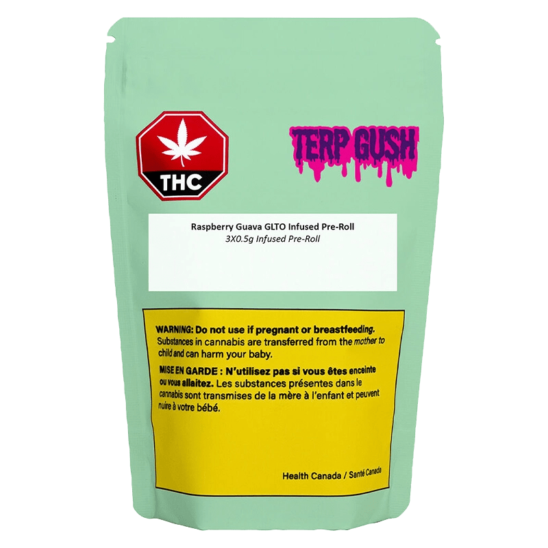 Terp Gush 1.5 g Raspberry Guava Glto Infused PR 3 x 0.5 g Infused Pre-Rolls