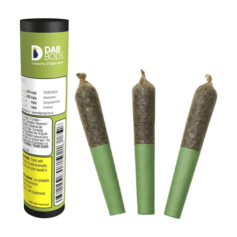 Dab Bods 1.5 g Tropical Burst 60's+ DBL Infused PR 3 x 0.5 g Infused Pre-Rolls