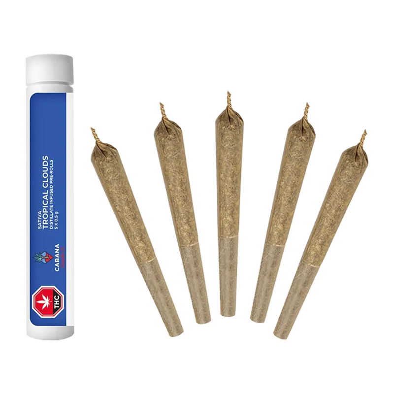 Cabana Cannabis Co. 2.5 g Tropical Clouds Distillate Infused Pre-Rolls - 2.5g, Sativa Pre-Rolls