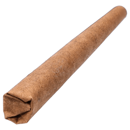 A close-up view of the Yellow Topaz Live Rosin Chamomile Petal Infused Pre Rolled 1 x 1 g, showcasing its rolled form against a plain white background.