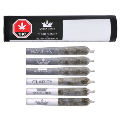Queen Of Bud 1.5 g Queen of Bud Clear Quartz vs Black Obsidian Hybrid Pre-Rolls Infused Pre-Rolls