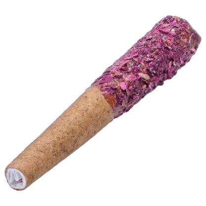 A close-up, angled view of the Red Jasper Liquid Diamond Infused Blunts, showcasing their paper-wrapped, light brown color.