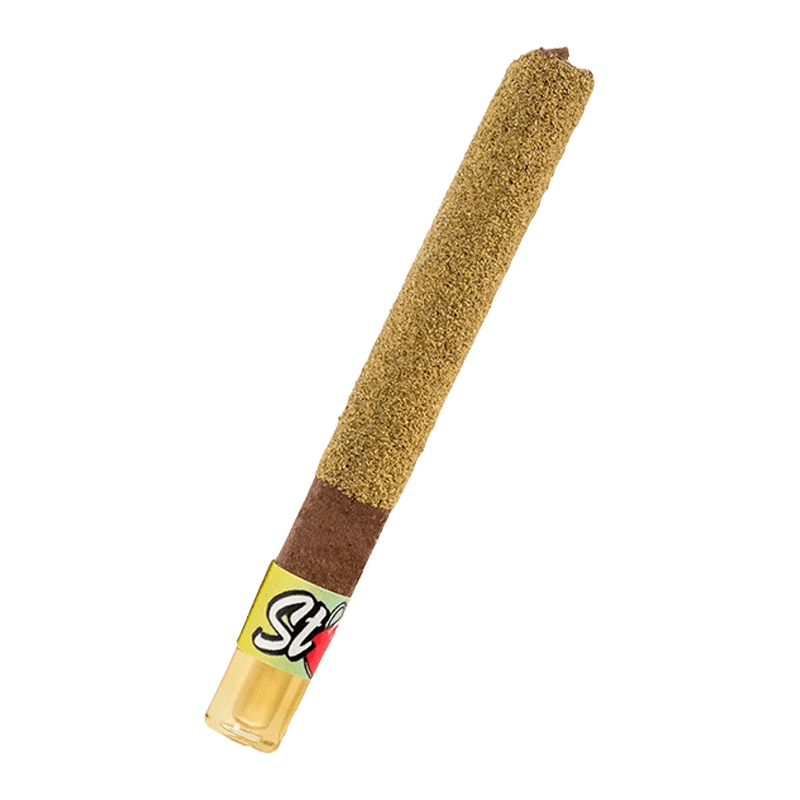 Angled close-up of a kief-coated Safari Splash Kief Coated Infused Blunt 1 x 1 g showing textured coating and branded filter.