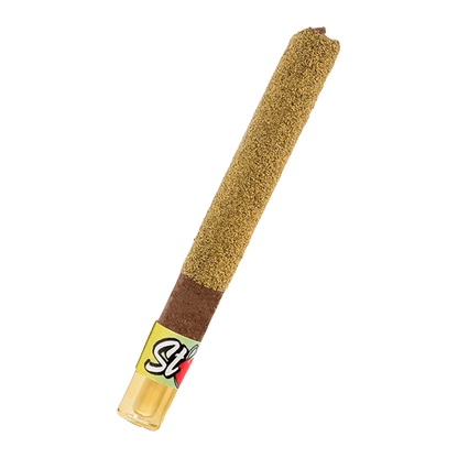 Angled close-up of a kief-coated Safari Splash Kief Coated Infused Blunt 1 x 1 g showing textured coating and branded filter.