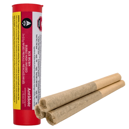 Front view of the Ice Burn Bubble Hash Infused Pre Rolled 3 x 0.5 g, featuring a close-up of the packaging on a white background.