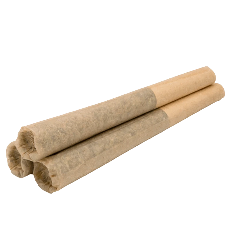A close-up of the Ice Burn Bubble Hash Infused Pre Rolled 3 x 0.5 g, showing the three small, rolled hash sticks against a white background.