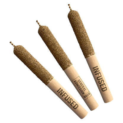A high-angle view of three Tiger Blood Diamond Diamond Infused Pre Rolled 3 x 0.5 g pre-rolls against a plain white background.
