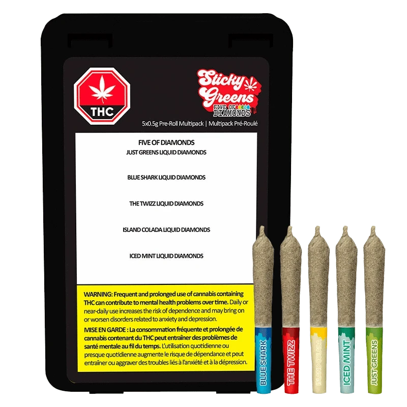 Five of Diamonds Kief Coated Liquid Diamond Infused PR 5 x 0.5 g: Lowest Price | Canna Cabana Five of Diamonds Kief Coated Liquid Diamond Infused PR 5 x 0.5 g: Lowest Price | Canna Cabana