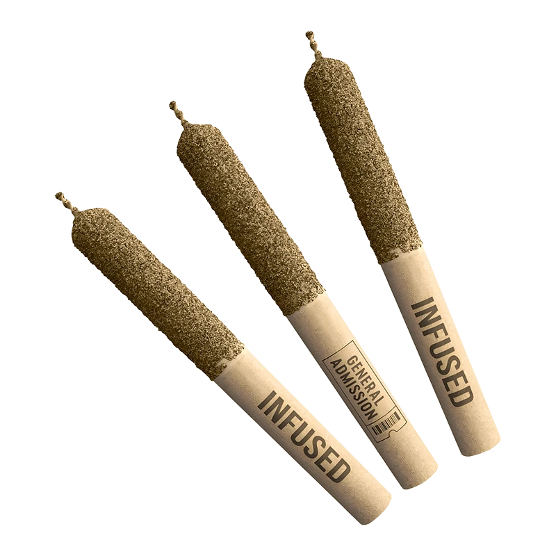 A three-pack of Grape Grenade Diamond Infused Pre Rolled 0.5 g joints presented against a plain white background.