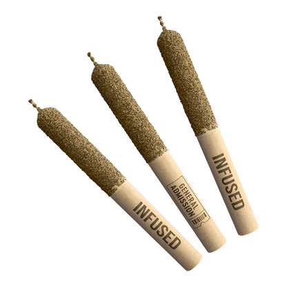 A three-pack of Grape Grenade Diamond Infused Pre Rolled 0.5 g joints presented against a plain white background.