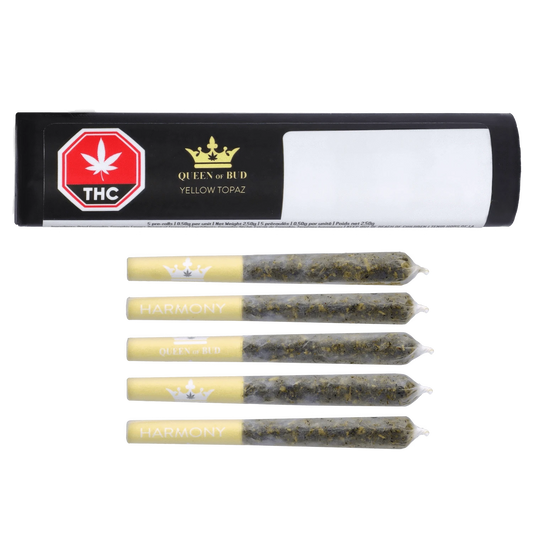 Queen Of Bud 2.5 g Yellow Topaz Live Rosin Mango Honey Infused PR 5 x 0.5 g Pre-Rolls