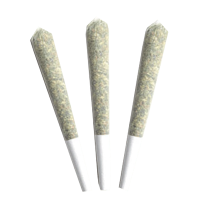 Front view of three 0.5g Sour Dubb Rosin Infused Pre Rolled cones, showing a simple paper wrap and upright arrangement.