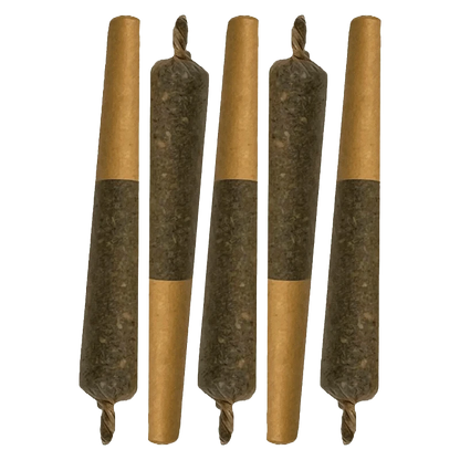 Front view of the Key Lime Slice Cured Resin Infused Pre Rolled 5 x 0.5 g, showing five units arranged in a vertical line on a white background.