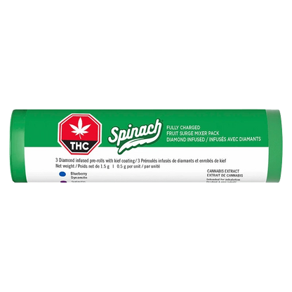 Close-up of the Fully Charged Fruit Surge Mixer Pack Infused Pre Rolled 3 x 0.5 g, showcasing its packaging with vibrant colors and bold branding.