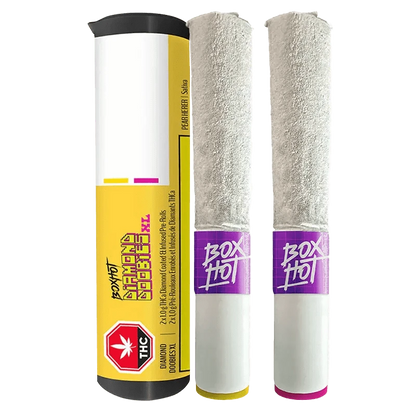 Front view of the Pear Herer & Strawberry Diesel Infused Pre Rolled 2 x 1 g packaging with vibrant branding, set against a solid black background.