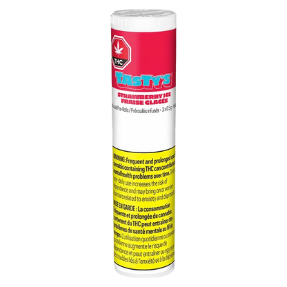 Strawberry Ice Diamond Infused Pre Rolled 3 x 0.5 g packaging displayed at a slight angle with warning labels in red and white.