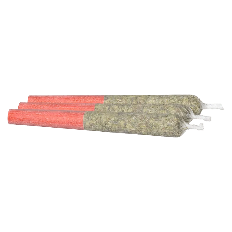 A three-pack of Strawberry Ice Diamond Infused Pre Rolled 0.5g pre-rolls displayed against a plain white background.