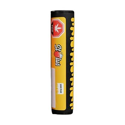 Tall front-on view of the Safari Splash Liquid Diamond Kief Coated Infused PR 5 x 0.25 g tube with yellow and black dripping graphics.