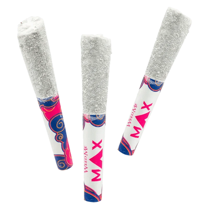 Three angled THCa Electric Apple Infused PR 3 x 0.5 g pre-rolls with white crystalline tips and colorful pink-and-blue branded filters visible.