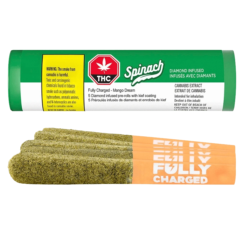 Spinach Fully Charged 2.5 g Mango Dream Infused PR 5 x 0.5 g Pre-Rolls