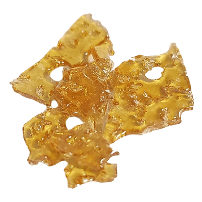 Top-down close-up of amber, translucent shards arranged like a flower, labeled Rippin Razz 2.0.