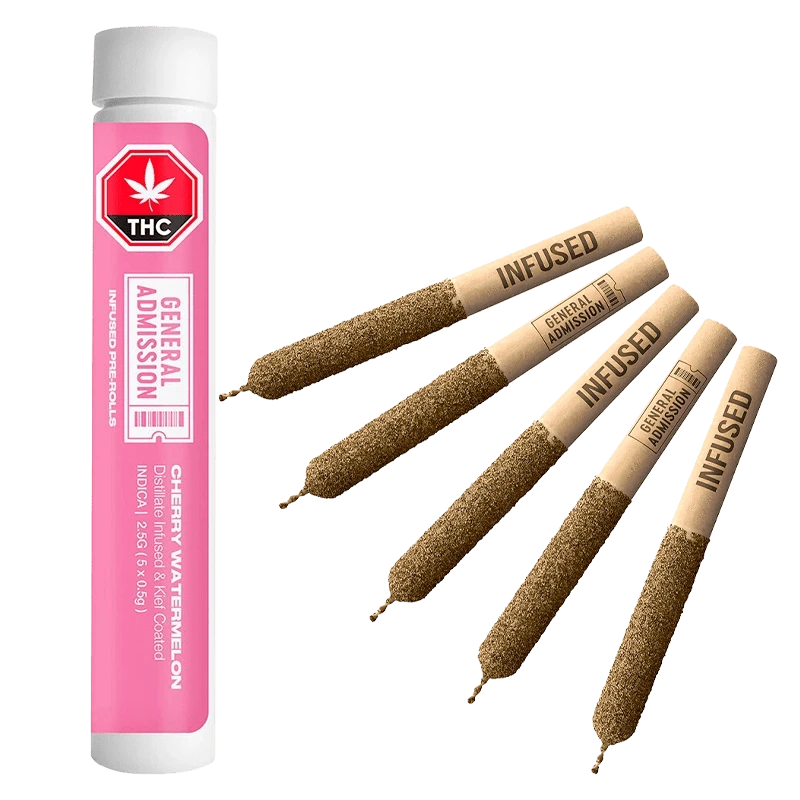 General Admission 2.5  g Cherry Watermelon Distillate Infused PR 5 x 0.5 g Pre-Rolls