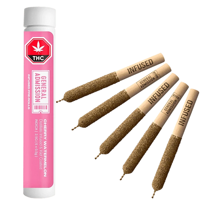 General Admission 2.5  g Cherry Watermelon Distillate Infused PR 5 x 0.5 g Pre-Rolls