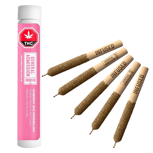 General Admission 2.5  g Cherry Watermelon Distillate Infused PR 5 x 0.5 g Pre-Rolls