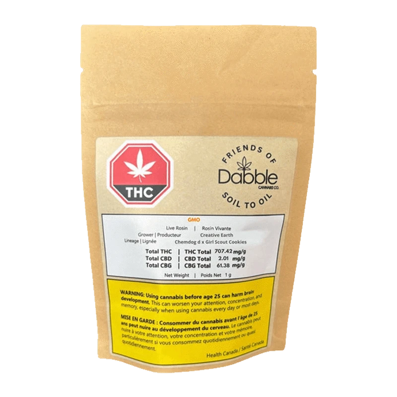 Dabble Cannabis Co. 1 g GMO Live Hash Rosin Concentrates