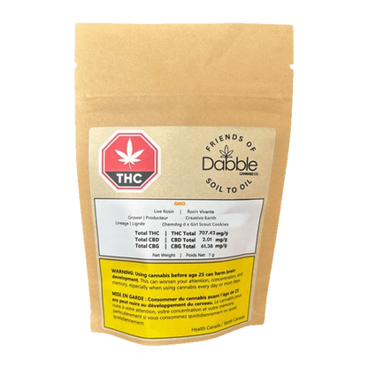 Dabble Cannabis Co. 1 g GMO Live Hash Rosin Concentrates