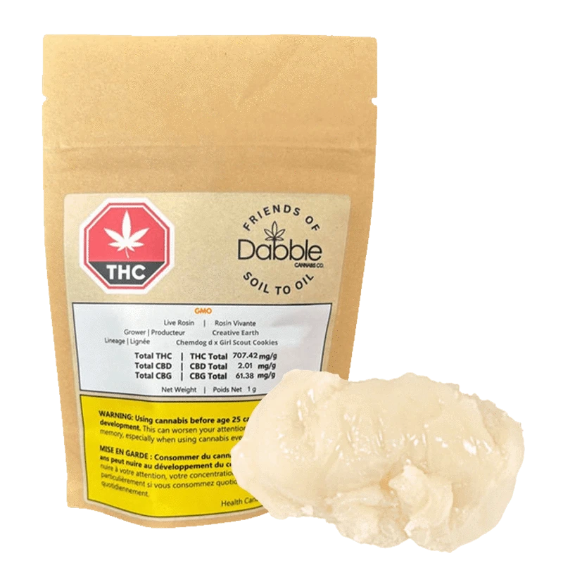 Dabble Cannabis Co. 1 g GMO Live Hash Rosin Concentrates