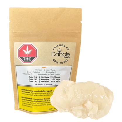 Dabble Cannabis Co. 1 g GMO Live Hash Rosin Concentrates