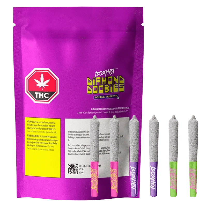 BoxHot 3 g Diamond Doobies Double Trifecta Mixer Pack Infused PR 6 x 0.5 g Pre-Rolls