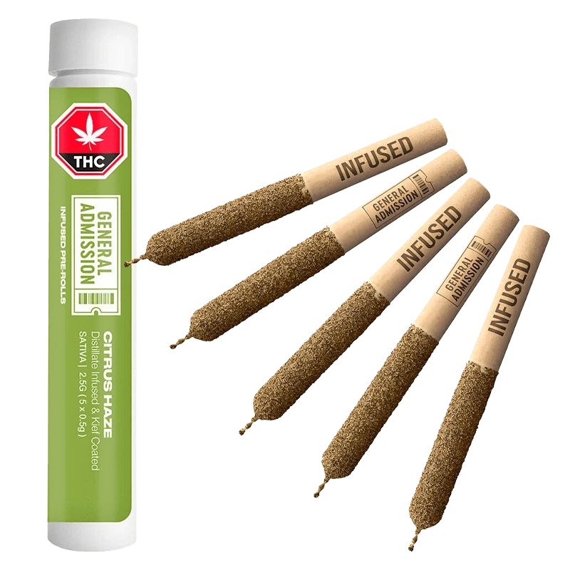 General Admission 2.5 g Citrus Haze Distillate Infused PR 5 x 0.5g Pre-Rolls