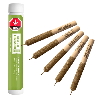 General Admission 2.5 g Citrus Haze Distillate Infused PR 5 x 0.5g Pre-Rolls